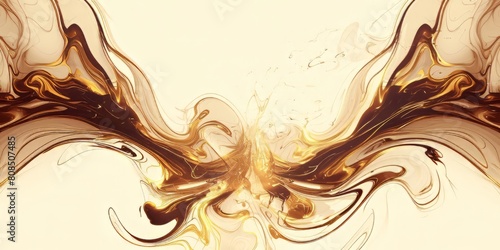 Cream And Brown Symmetrical Abstract Liquid Background