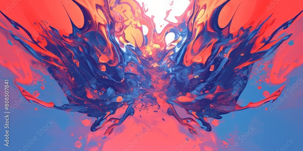 Red and Blue Symmetrical Abstract Liquid Background Red and Blue Symmetrical Abstract Liquid Background