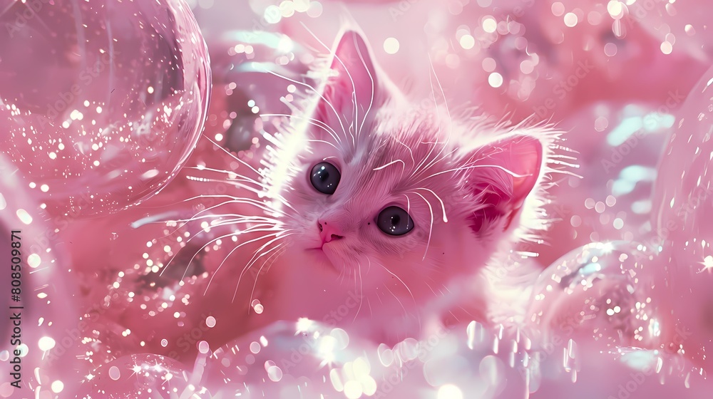 Digital pink glitter masonry cat poster web page PPT background Digital pink glitter masonry cat poster web page PPT background