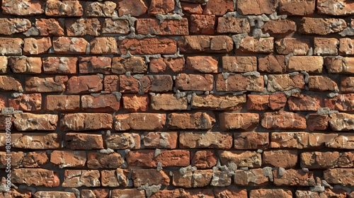 High-resolution image of an old red brick wall  emphasizing the rugged texture and natural imperfections  great for architectural visualizations