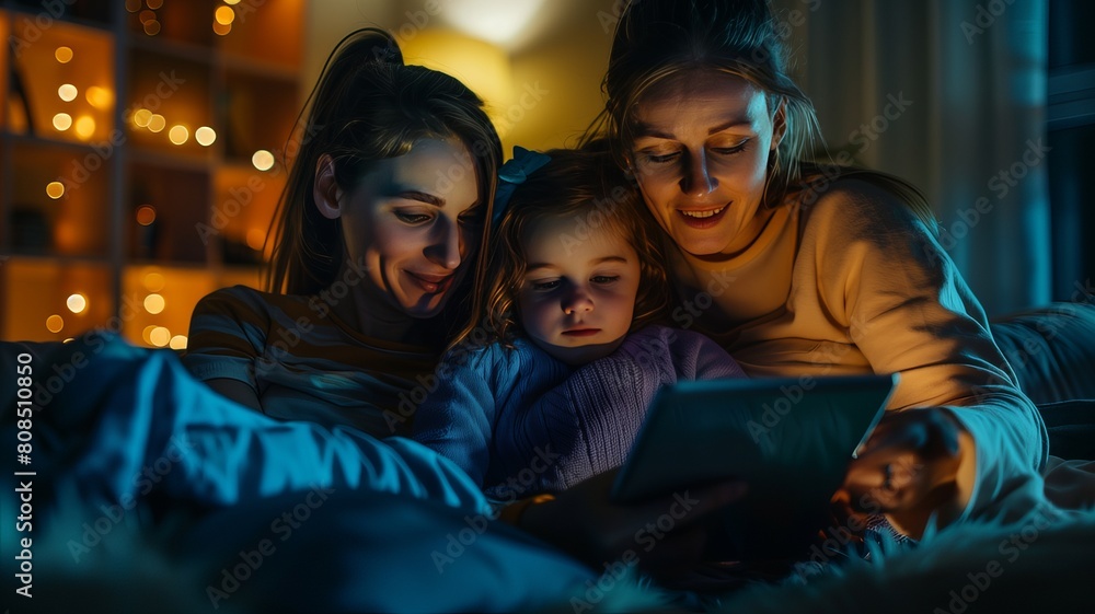 mother and daughter looking at tablet mother and daughter looking at tablet