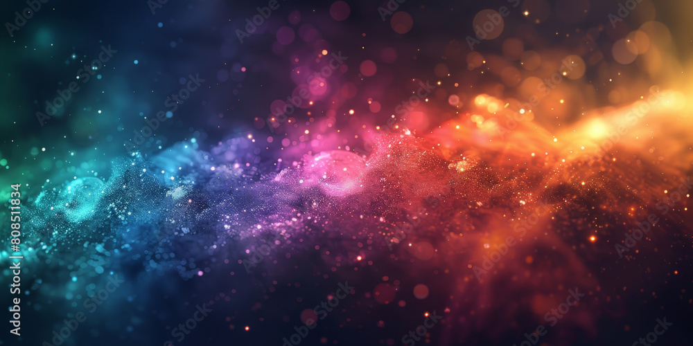 rainbow gradient overlay with blurred stars and a dark background. rainbow in the blackness,vintage rainbow Film Texture Overlay background Colorful lens flare. rainbow light effect overlay background
