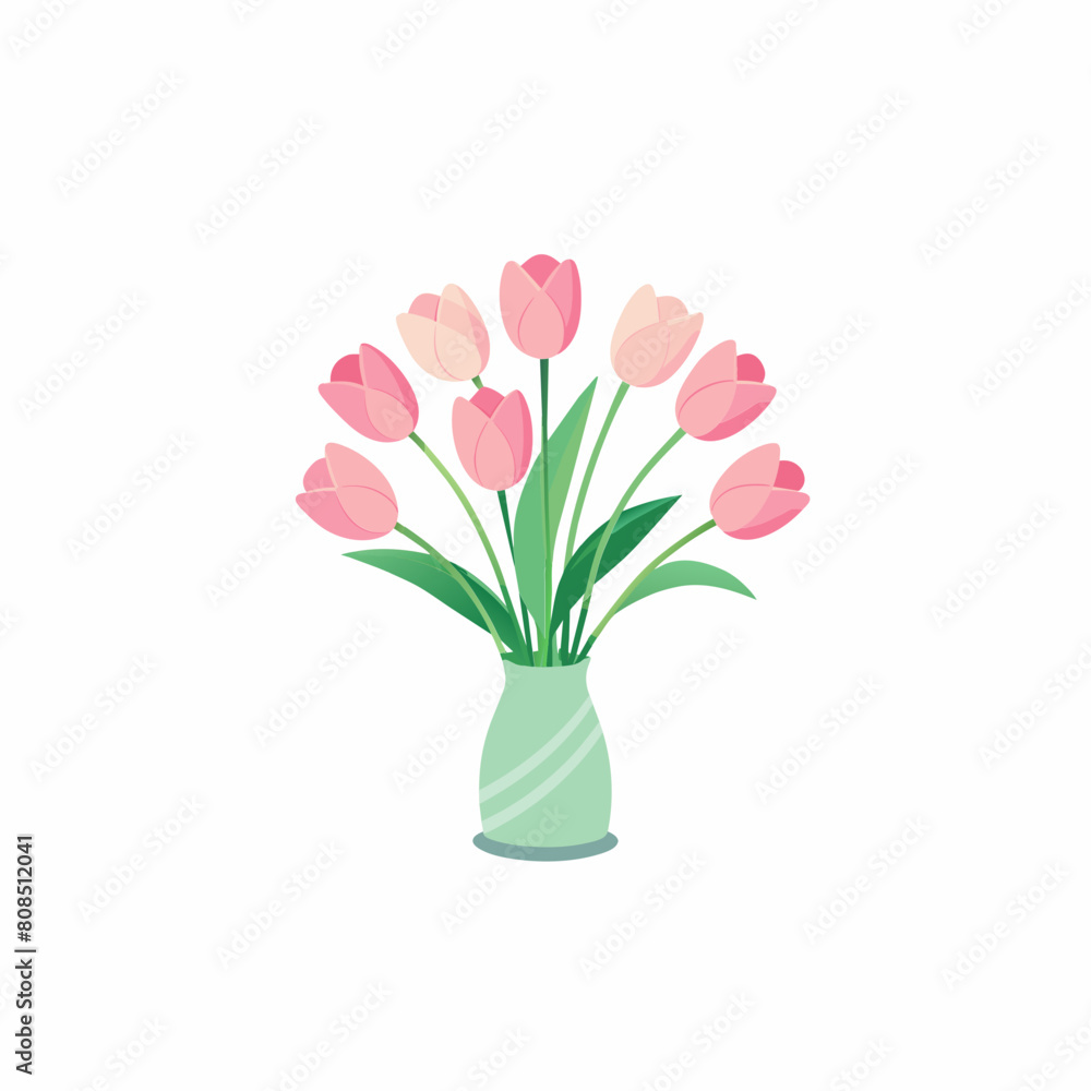 custom made wallpaper toronto digitaltulip Flower in Glass vases with blue water. Cute colorful flower icon collection. White background. Flat design