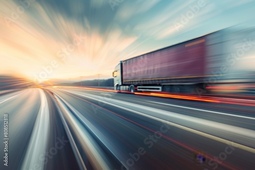 cargo lorry speeding down a highway