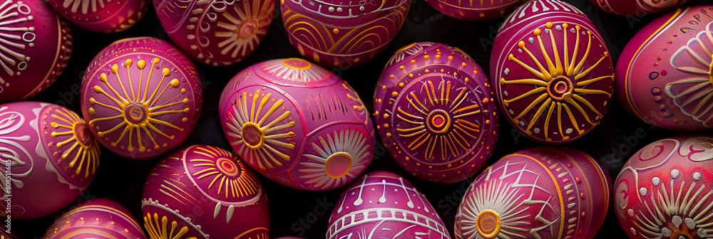 a pile of Easter eggs with intricate floral designs, generative AI a pile of Easter eggs with intricate floral designs, generative AI