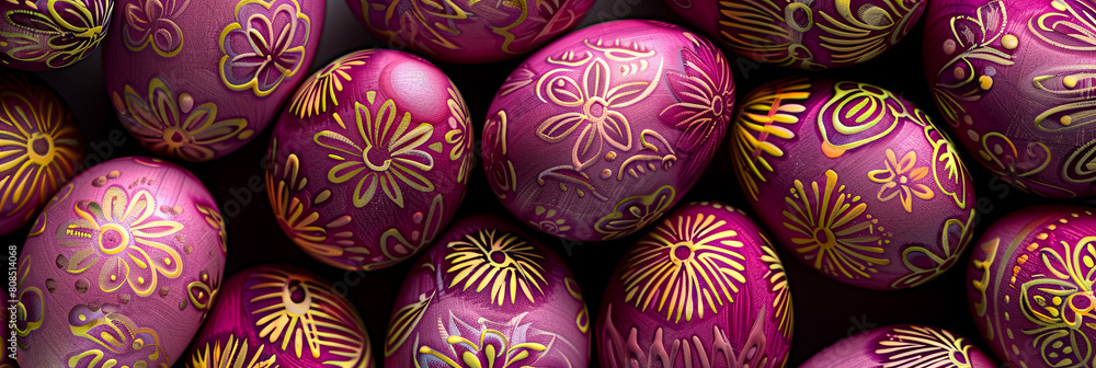 a pile of Easter eggs with intricate floral designs, generative AI a pile of Easter eggs with intricate floral designs, generative AI