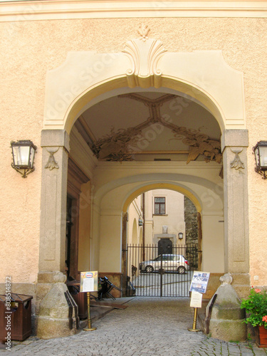 One of the entrances to the courtyard of the Konopiste castle in the Czech Republic