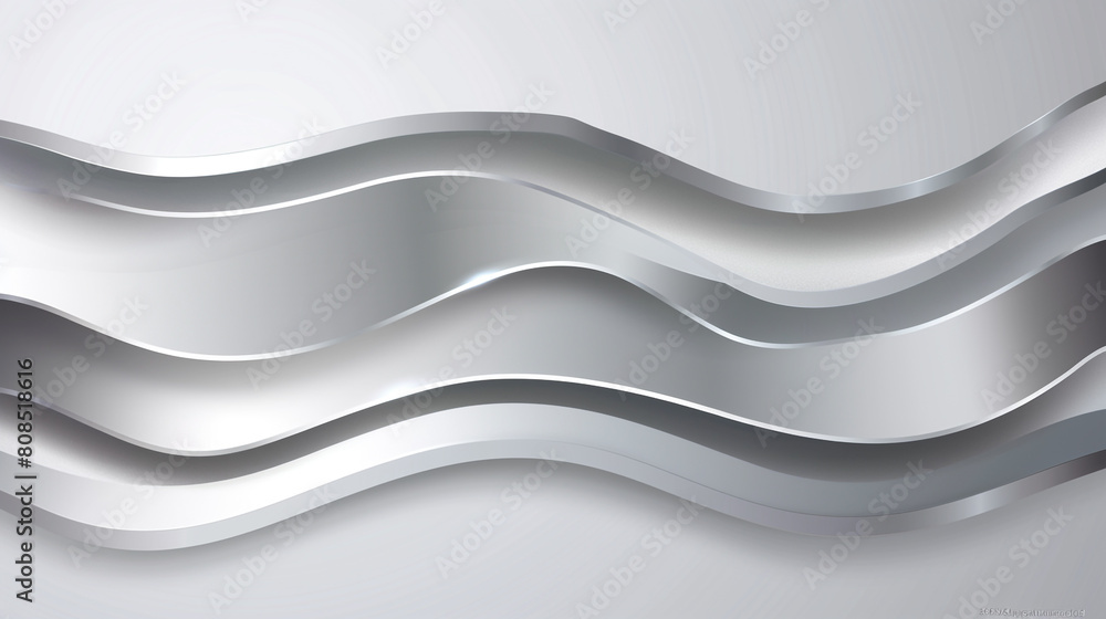 Chic Metallic Silver Minimal Wave Design in Vector Style. Chic Metallic Silver Minimal Wave Design in Vector Style.