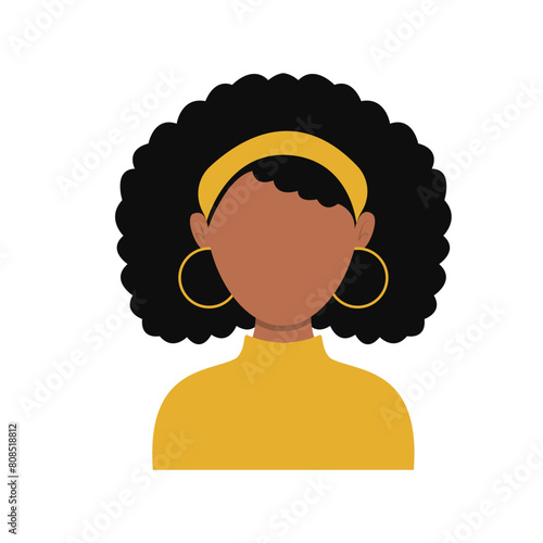 African Woman Avatar with Portrait Style. Isolated Illustration on White Background.