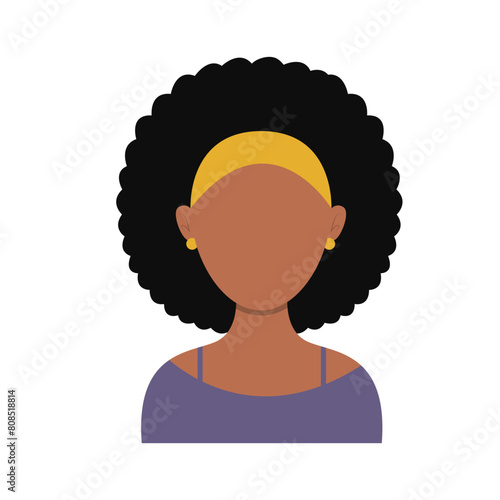 African Woman Avatar with Portrait Style. Isolated Illustration on White Background.