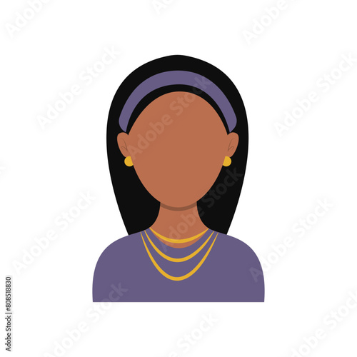 African Woman Avatar with Portrait Style. Isolated Illustration on White Background.