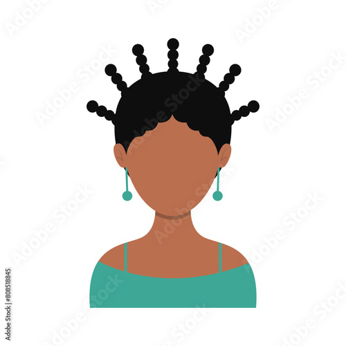 African Woman Avatar with Portrait Style. Isolated Illustration on White Background.