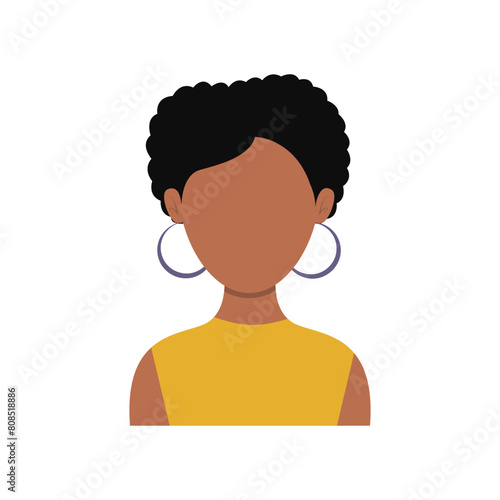 African Woman Avatar with Portrait Style. Isolated Illustration on White Background.