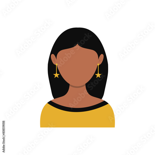 African Woman Avatar with Portrait Style. Isolated Illustration on White Background.