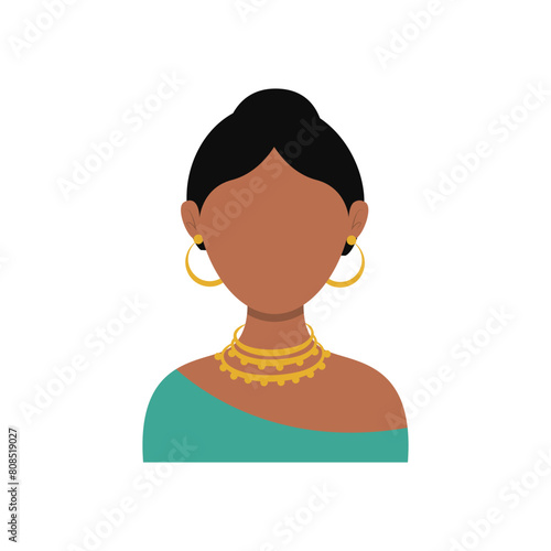 African Woman Avatar with Portrait Style. Isolated Illustration on White Background.