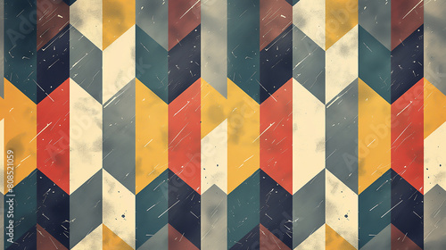 Vintage geometric wallpaper in a seamless square pattern with colorful checkered squares