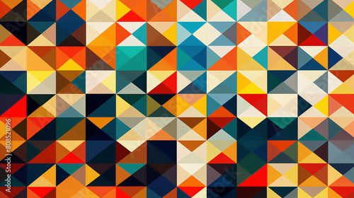 Repeating geometric shapes in a colorful, mosaic-like pattern