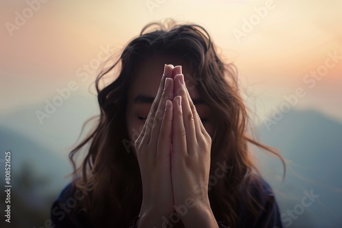 teenage girl with praying peace hope dreams