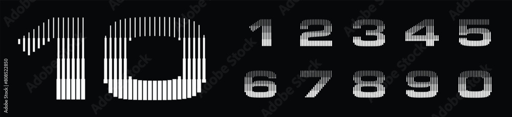 Number Font with Abstract Line Pattern Number Font with Abstract Line Pattern