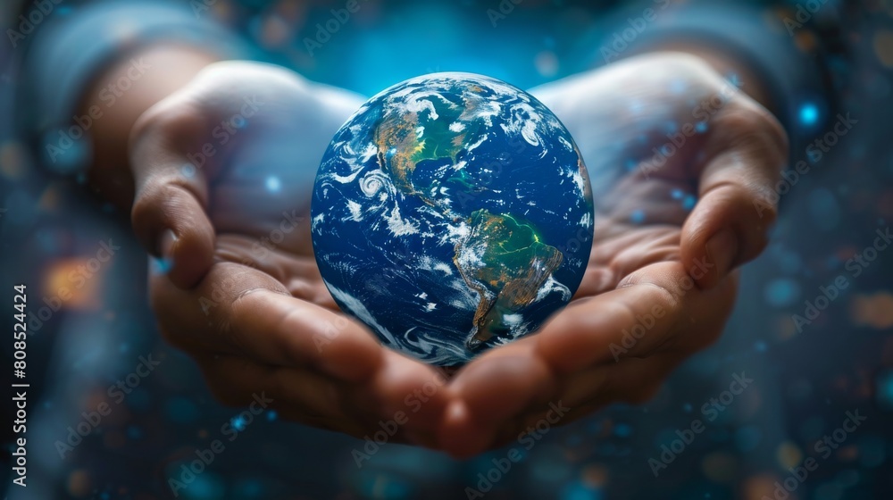 A person is holding a globe in their hands A person is holding a globe in their hands