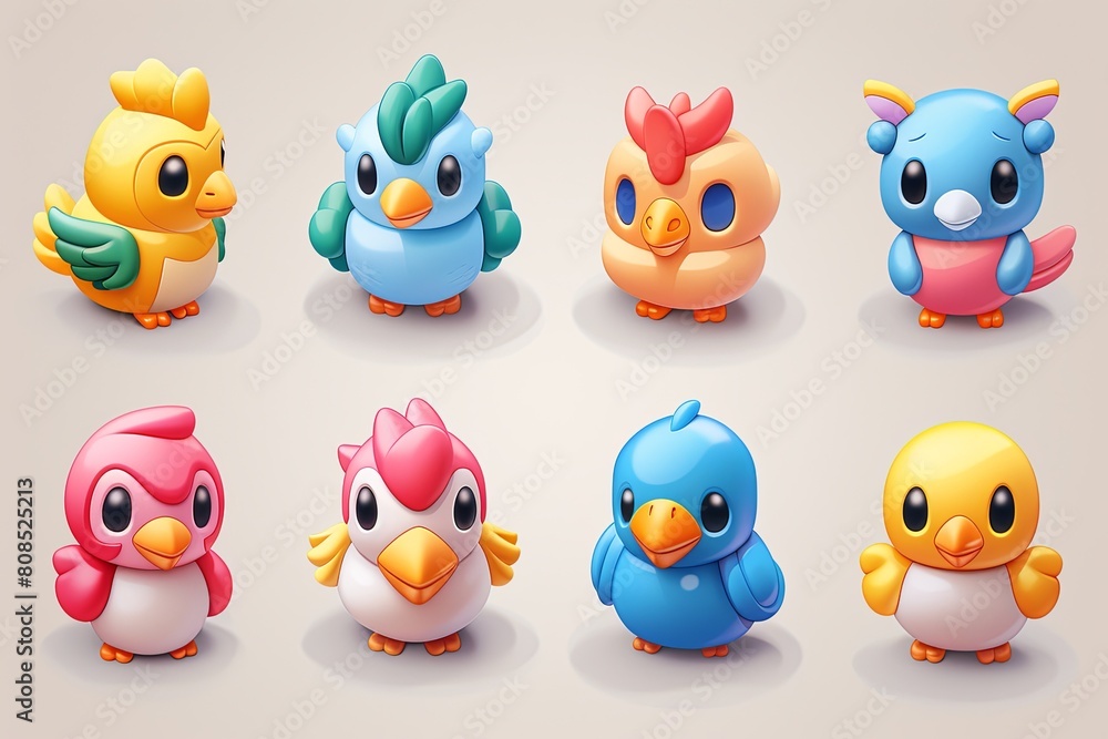 Fototapeta premium Cheerful Characters: Vibrant & Playful Icons for Children's Books & Education