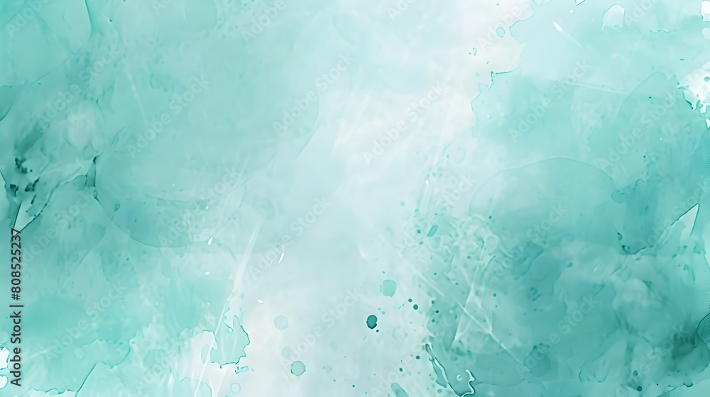 Fototapeta premium Soft Turquoise Watercolor Inspired Abstract Background with Delicate Splashes and Washes of Color