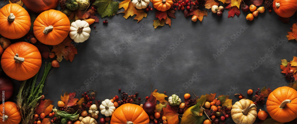Happy Thanksgiving banner background with pumpkins and more Happy Thanksgiving banner background with pumpkins and more