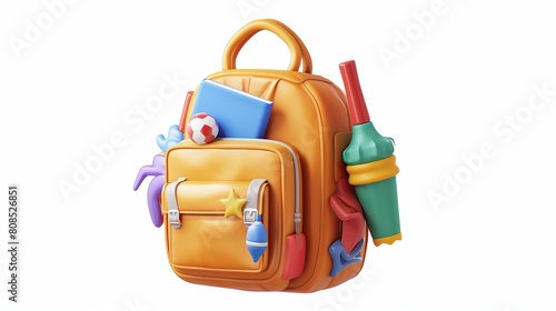 Vibrant 3D Back-to-School Icon Cutout: Isolated PNG, AI-Generated