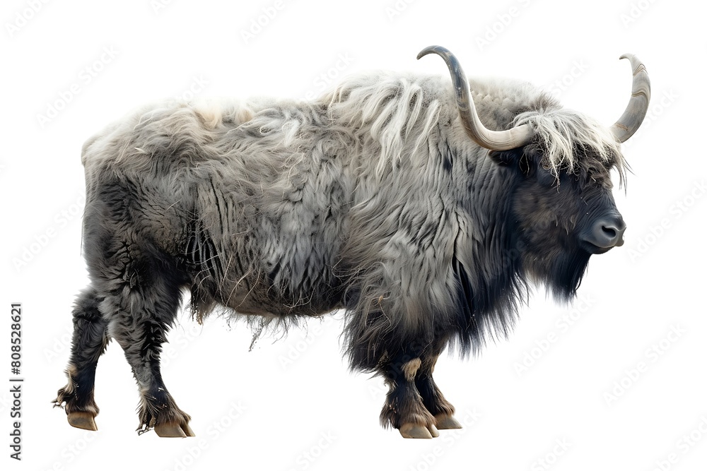 Magnificent Yak Standing Alone on Pristine White Background Magnificent Yak Standing Alone on Pristine White Background
