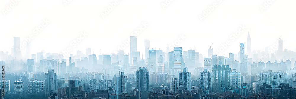 Cityscape horizontal in bottom border, panoramic wallpaper, the prosperity and chaos of the city