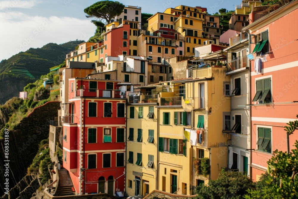 Obraz premium Brightly painted houses in Italy, Ai generated