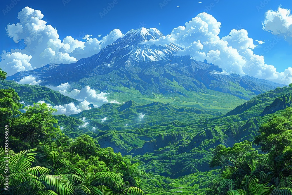 Fototapeta premium Natural Wonders Clipart Library: Rainforests, Deserts, Mountains & Wildlife