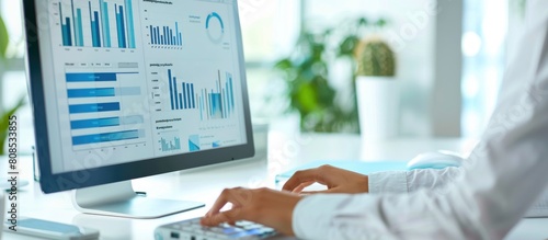 Business man using a computer with dashboard analyst business grow