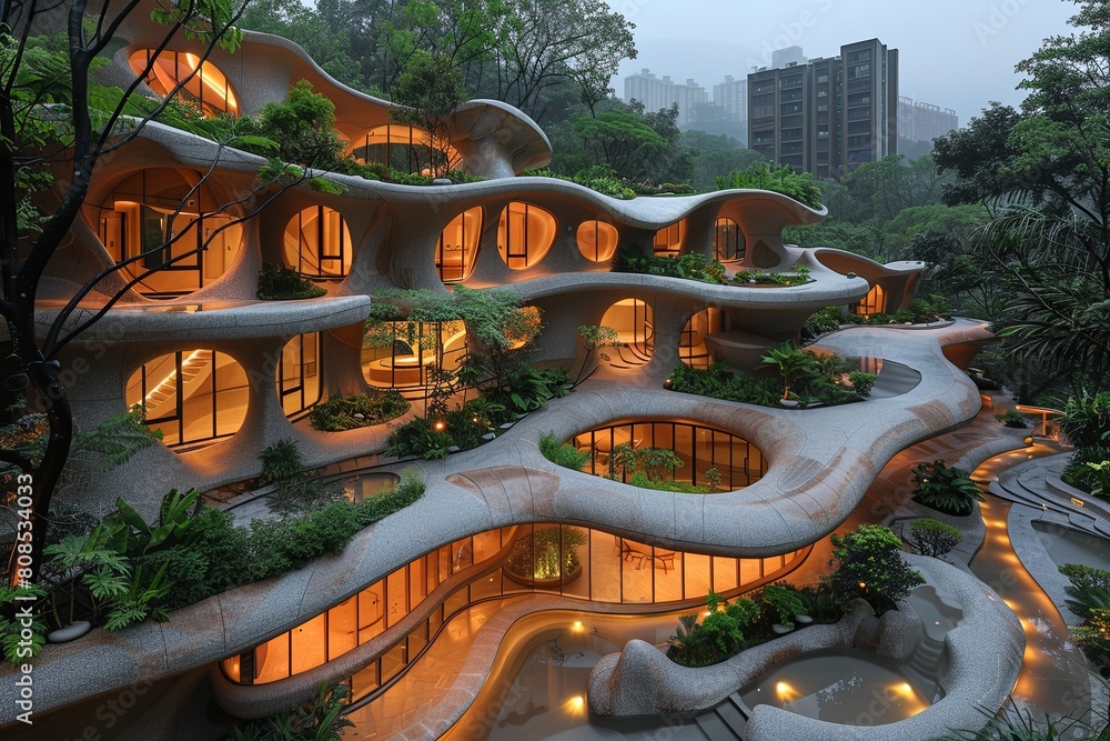Biomorphic Community Center: Organic Architecture with Fluid Curves
