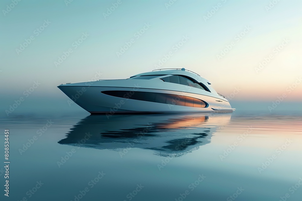 Tranquil Morning with Sleek Vessel on Water