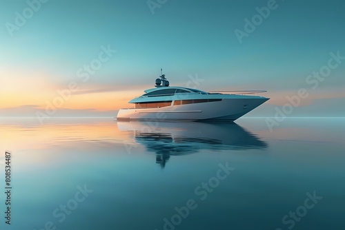 Tranquil Morning with Modern Vessel Reflection