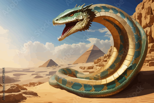 Ouroboros  mythical snake that ate its tail illustration photo