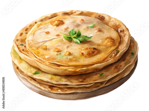 Chapati tortillas with fresh parsley