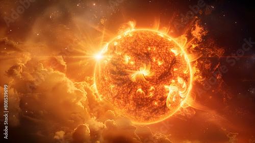 Fiery Solar Flare Eruption Across Cosmic Expanse of the Sun's Radiant Corona
