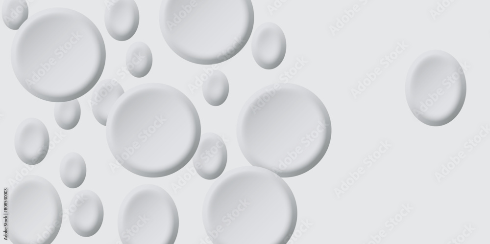 Abstract white background with 3D circles pattern, Neomorphs design. Circle shape overlap design abstract Minimal style white neomorphism website banner, Vector business presentation background.