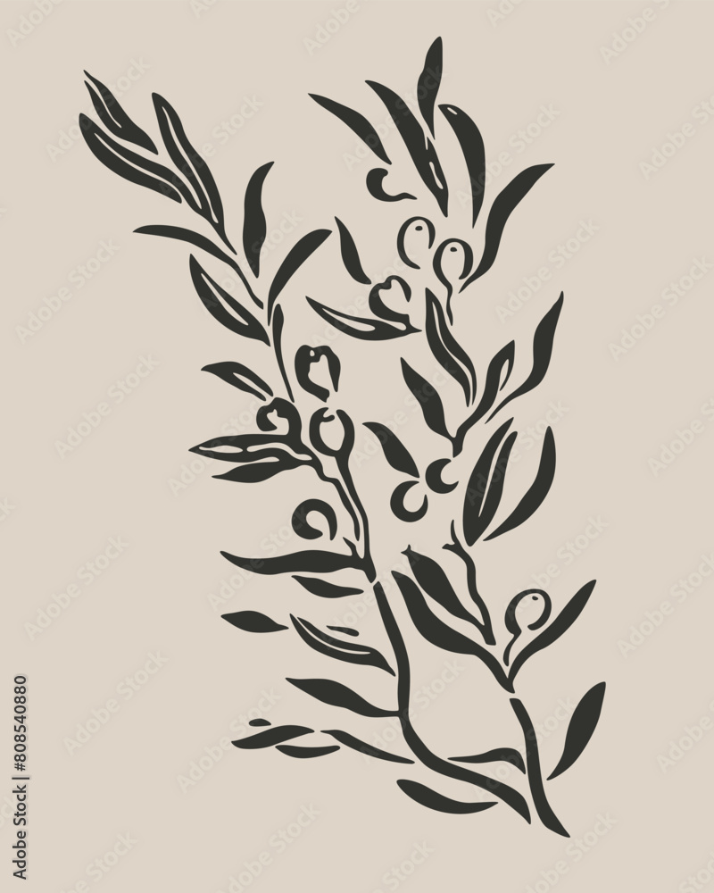 Fototapeta premium vector illustration of the silhouette of an olive plant