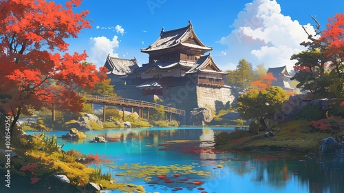 池がある日本の城7