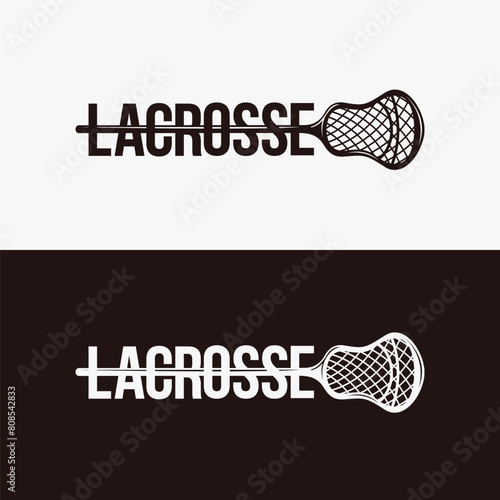 Wordmark lacrosse logo vector on black and white background