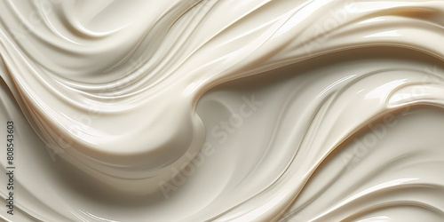 white abstract background, white cream swirl , white smooth cream background. banner
 photo