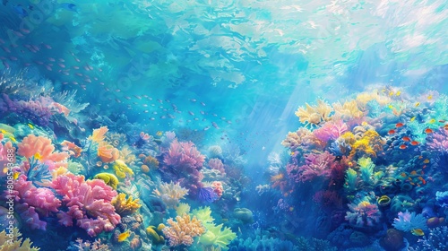 Morrocoy coral reef  pastel colors  vibrant landscape backgrounds  web based art  kimoicore  faith inspired art  digital painting