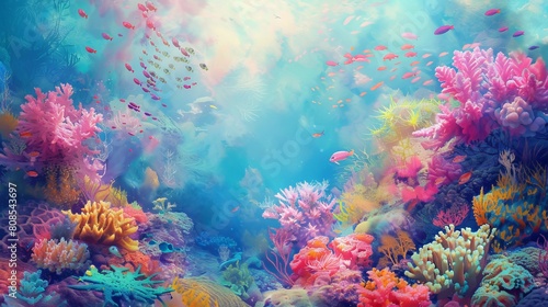 Morrocoy coral reef  pastel colors  vibrant landscape backgrounds  web based art  kimoicore  faith inspired art  digital painting