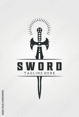 fantasy sword logo vector vintage illustration design © rozva barokah