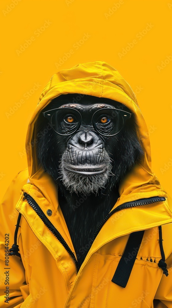 Monkey Fashion on yellow background Monkey Fashion on yellow background