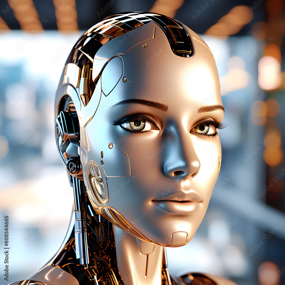 Feminine Robot Brain, The Intersection of Beauty and AI Technology,AI ...