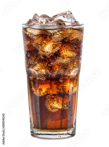 Cola drink with ice isolated	
 photo